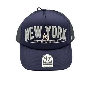 '47 Brand New York Yankees Backhaul MLB Mesh Trucker Snapback Hat‎ Cap Navy NWT